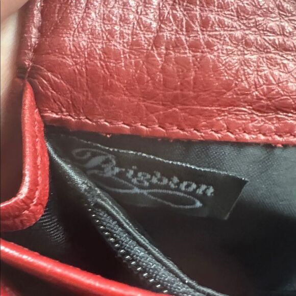 Brighton Red Leather Croc Heart Accent Stitched Crossbody Bag Wallet Organizer - Picture 5 of 16